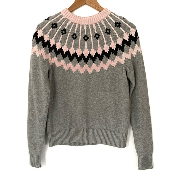 J. Crew Sweaters - J. Crew Gray and Pink Patterned Sweater